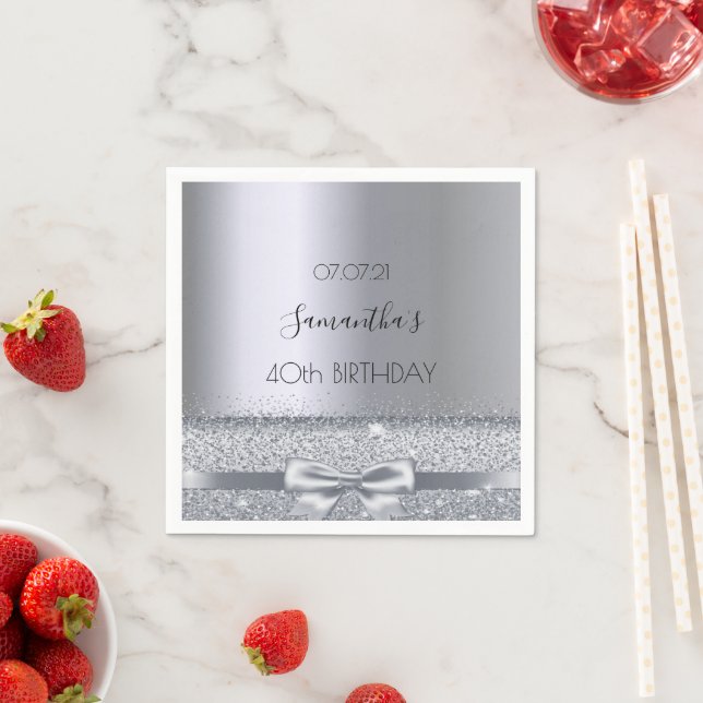 Serviette En Papier 40e anniversaire argent arc (En situation)
