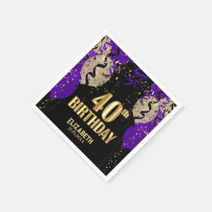 Serviette En Papier 40e anniversaire - Ballons pourpres
