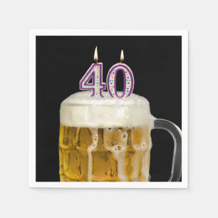 Serviette En Papier 40e anniversaire Bière en noir