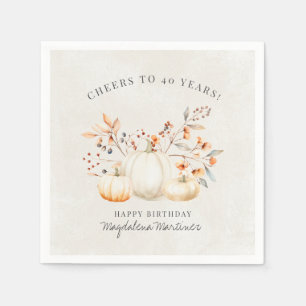 Serviette En Papier 40e anniversaire Blanc Citrouille automne Leaves p