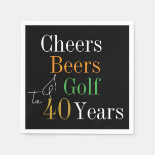 Serviette En Papier 40e anniversaire Cheers and Beers Golf Black and G