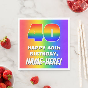 Serviette En Papier 40e anniversaire : Coloré, amusant Motif arc-en-c