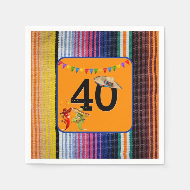 Serviette En Papier 40e anniversaire Conception mexicaine (Devant)