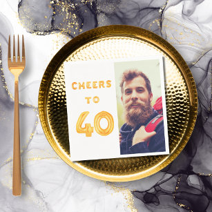 Serviette En Papier 40e anniversaire de fête photo ballons d'or applau