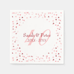 Serviette En Papier 40e Anniversaire de Mariage Cœurs de confettis rub