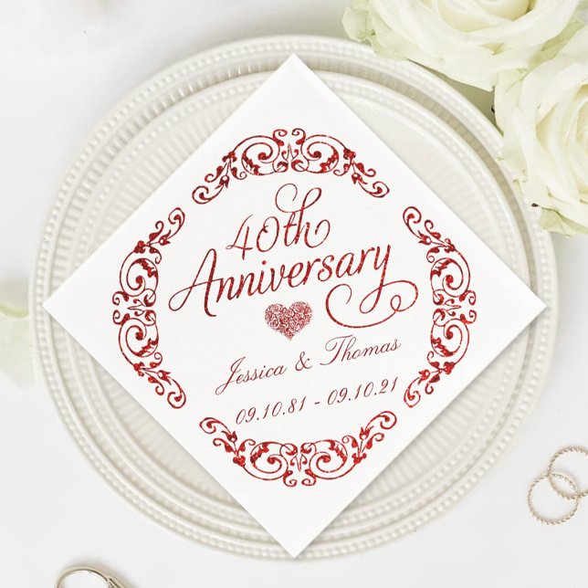 Serviette En Papier 40e anniversaire de mariage Rubis (Créateur téléchargé)