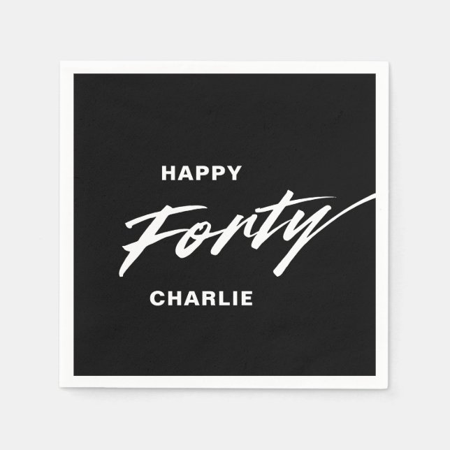 Serviette En Papier 40e anniversaire de script moderne personnalisé (Devant)