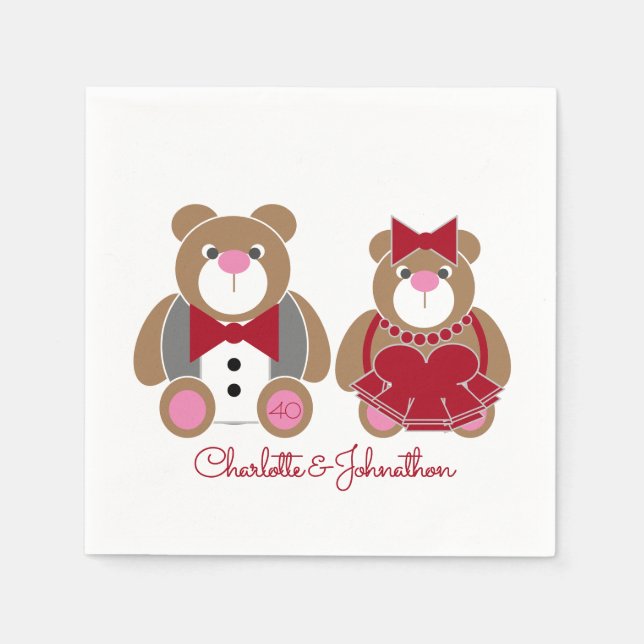 Serviette En Papier 40e anniversaire du mariage de rubis (Devant)