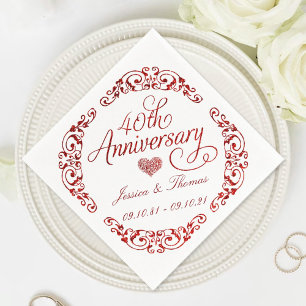 Serviette En Papier 40e anniversaire du Mariage de Ruby