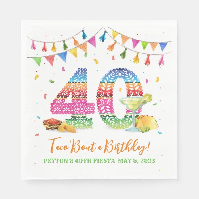 Serviette En Papier 40e anniversaire Fiesta Napkins (Devant)