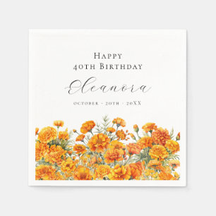 Serviette En Papier 40e anniversaire Fleur de naissance du mois d'octo