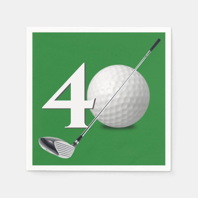Serviette En Papier 40e Anniversaire Golf Ball And Club (Devant)