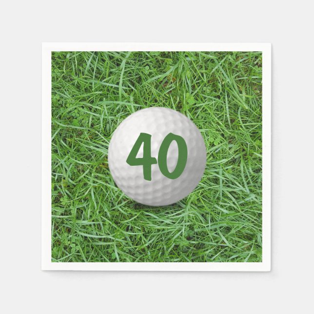 Serviette En Papier 40e anniversaire Golf Ball on Grass Napkins (Devant)