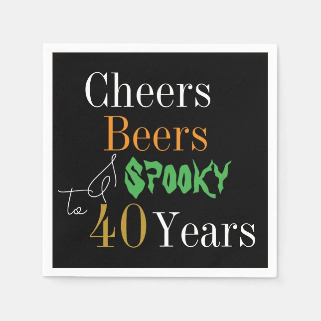 Serviette En Papier 40e anniversaire Halloween Cheers Bières Fête Éffr (Devant)