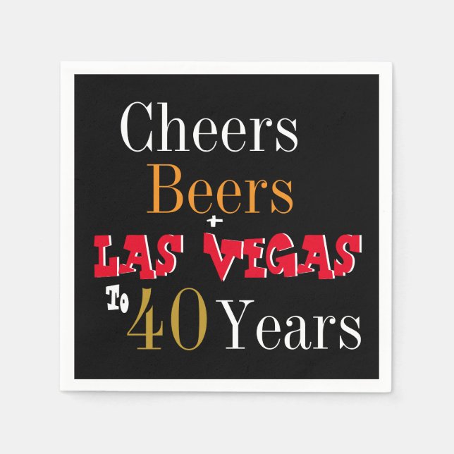 Serviette En Papier 40e anniversaire Las Vegas Cheers and Beers Party (Devant)