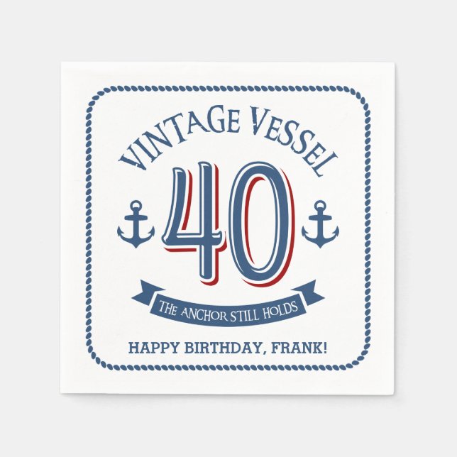 Serviette En Papier 40e anniversaire nautique (Devant)