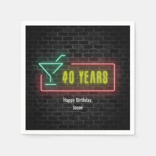 Serviette En Papier 40e anniversaire Neon Connexion mur en brique