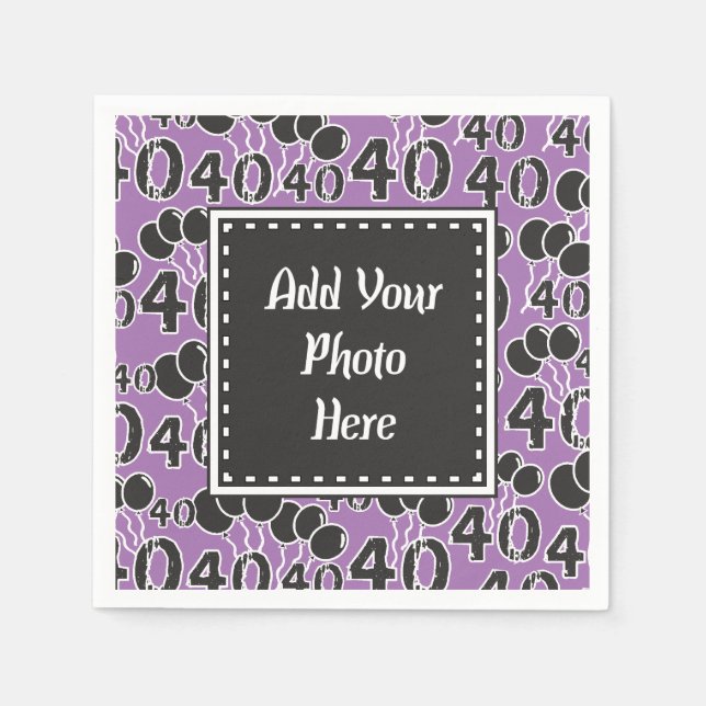 Serviette En Papier 40e anniversaire Photo personnalisée PURPLE (Devant)