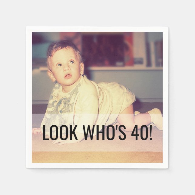 Serviette En Papier 40e anniversaire Photo personnalisée serviettes (Devant)