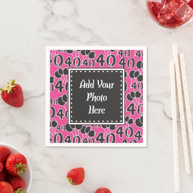 Serviette En Papier 40e anniversaire Photo PINK Personnaliser les serv (En situation)