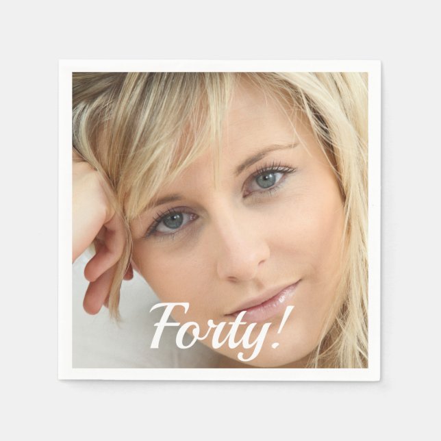 Serviette En Papier 40e anniversaire photo script femme (Devant)