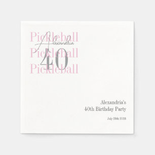 Serviette En Papier 40e anniversaire Pickleball Party rose