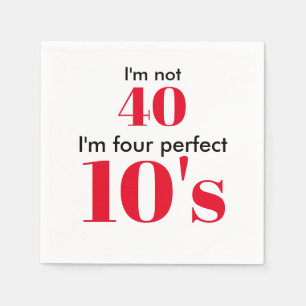 Serviette En Papier 40e anniversaire quatre dizaines parfait rouge bri