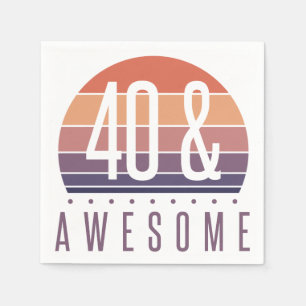 Serviette En Papier 40e anniversaire Retro Sunset