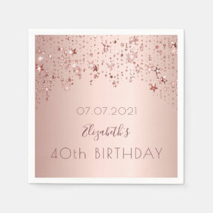 Serviette En Papier 40e anniversaire rose or étoiles rose