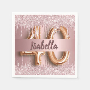 Serviette En Papier 40e anniversaire rose poussiéreux rose parties sci