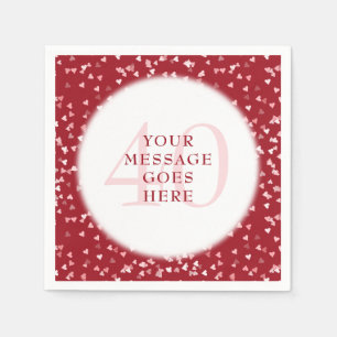 Serviette En Papier 40e anniversaire Ruby Love Hearts Confetti