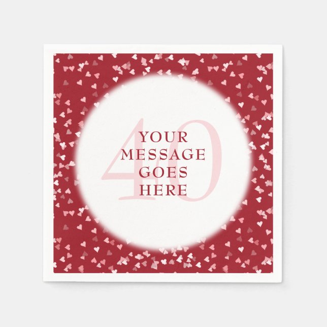 Serviette En Papier 40e anniversaire Ruby Love Hearts Confetti (Devant)