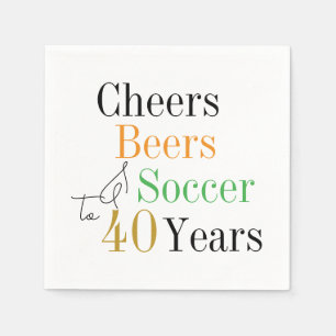Serviette En Papier 40e Anniversaire Soccer Cheers Bières Mini Fête