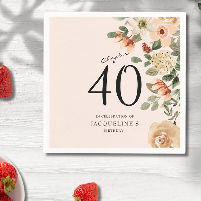 Serviette En Papier 40e anniversaire Vintage Floral (Our elegant 40th Birthday Vintage Floral Napkins from Zazzle can transform your party's atmosphere)