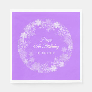 Serviette En Papier 40e Anniversaire Wonderland Snowflake Purple