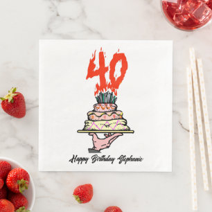 Serviette En Papier 40e fête d'anniversaire personnalisée