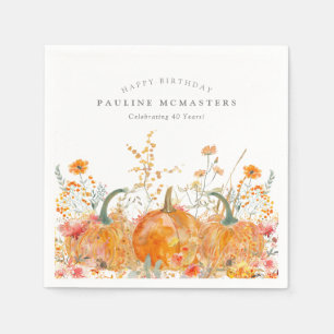 Serviette En Papier 40e Joyeux anniversaire Citrouille Fleur sauvage p