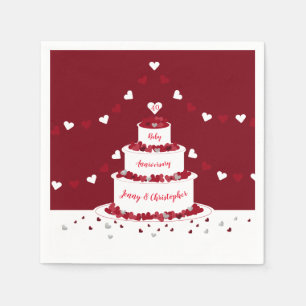 Serviette En Papier 40ème anniversaire de mariage de rubis gâteau et b