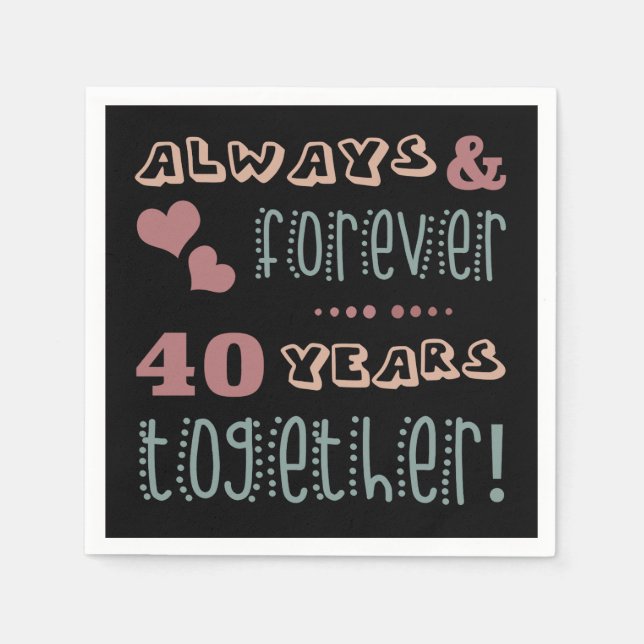 Serviette En Papier 40ème anniversaire de Mariage mignon (Devant)