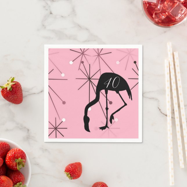 Serviette En Papier 40th Birthday MidCentury Modern Atomic Starburst (En situation)