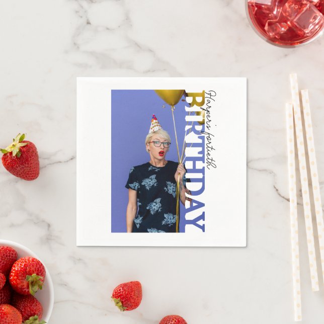 Serviette En Papier 40th Birthday Photo college Party  (En situation)