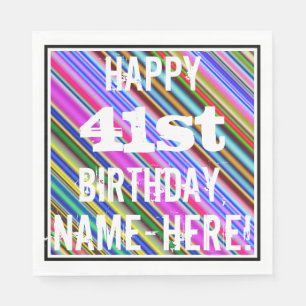Serviette En Papier 41e anniversaire coloré et vif + Nom personnalis