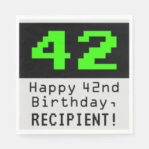 Serviette En Papier 42e anniversaire - Nerdy / Geeky Style "42" & Nom