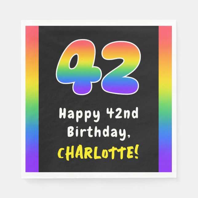 Serviette En Papier 42e anniversaire : Rainbow Spectrum # 42, Nom pers (Devant)