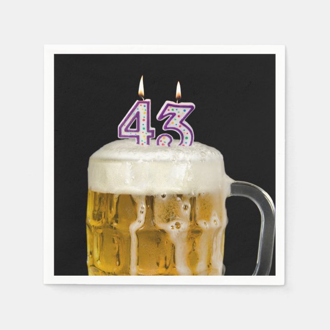 Serviette En Papier 43e Anniversaire Bière en noir (Devant)