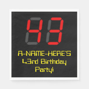 Serviette En Papier 43ème anniversaire : Rouge Digital Horloge Style "