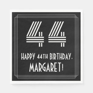 Serviette En Papier 44e anniversaire : Apparence Art Déco "44" + Nom