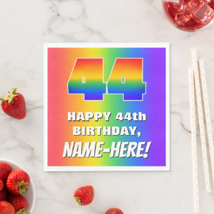 Serviette En Papier 44e anniversaire : coloré, amusant Motif arc-en-ci