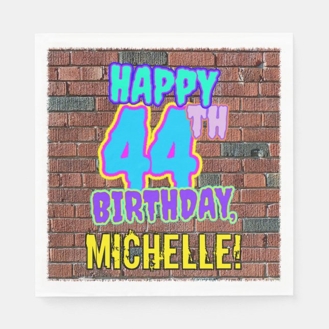 Serviette En Papier 44e Anniversaire ~ Regard amusant inspiré du graff (Devant)