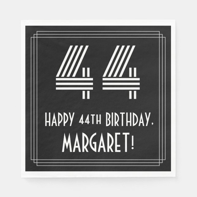 Serviette En Papier 44ème anniversaire : Art Déco Inspiré Look "44" +  (Devant)